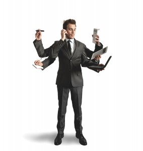 Businessman multitasking